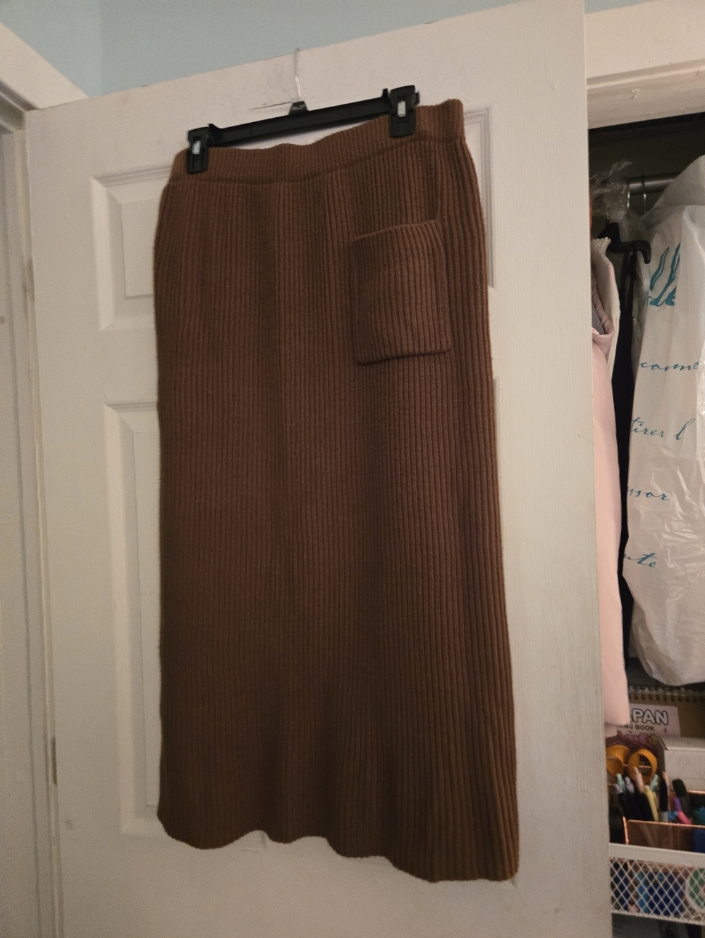 Brown Sweater Amazon Skirt With Pocket